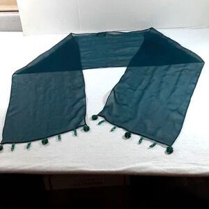 Lisa Violetto San Francisco 60 inch beaded sheer green scarf